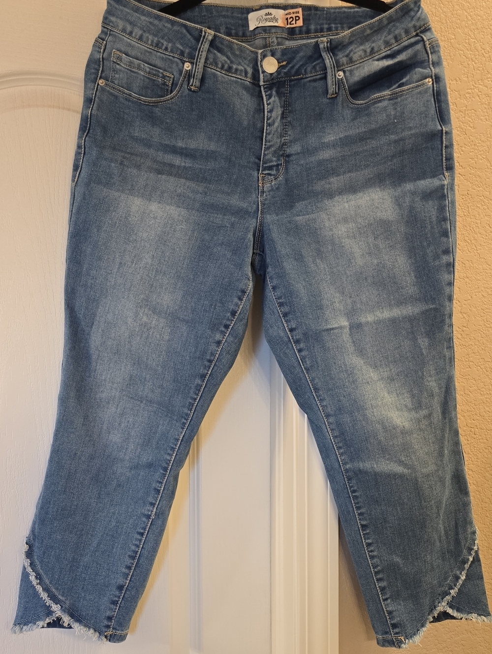 Royalty For Me Light Blue Cropped Tulip Frayed-Hem Jeans